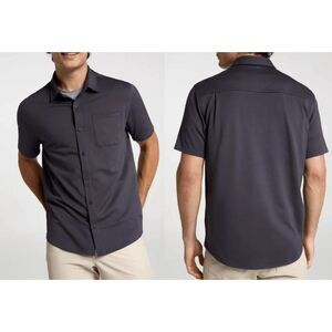 VRST Men's Limitless Short Sleeve Button Up Shirt Charcoal  S
